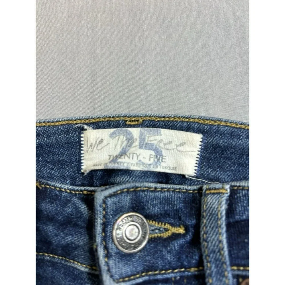 We The Free Womens Dark Wash High Rise Raw Hem Skinny Jeans Size 26 Sexy
